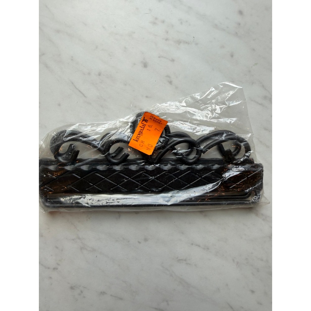 Vtg Krogedal Norway Black Metal Bell Pull Hardware Tapestry Hanger 16cm/6.03"NOS